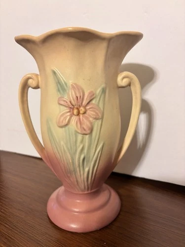Hull Art Pottery Vase. Iris Design 8” Pink Pastels. Great No Chips