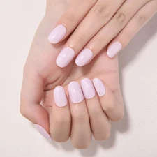 evpct Pale Mauve Medium Oval Glossy Press on Nails for Women Gift, Glossy Pal...