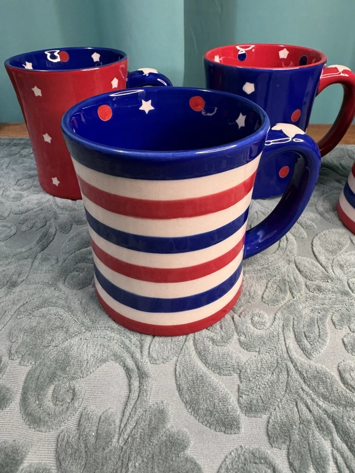 Temp-tations Patriotic Mugs 16oz Set Of 4. Beautiful Stars & Stripes - Image 4 of 4