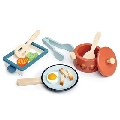 Tender Leaf Toys - Pots and Pans - 13 Pcs Wooden Pretend Cooking Playset, Pla...