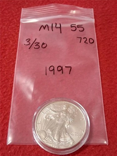 1997 American 1oz Silver Eagle ASE UNCIRCULATED .999 SILVER ENCASED     #MF-1455