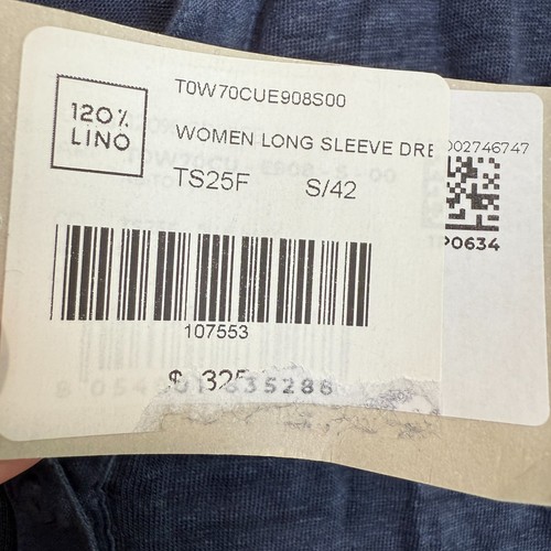 120% Lino Tunic Dress Womens Small 100% Flax Linen Button Up Navy Italian $325 - Picture 4 of 16