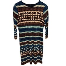 KAREN KANE Multi Pattern 3/4 Sleeve Dress SZ LG
