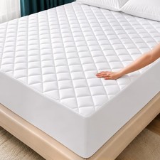 Quilted Fitted Mattress Pad, Queen Mattress Protector Topper with Deep Pocket St