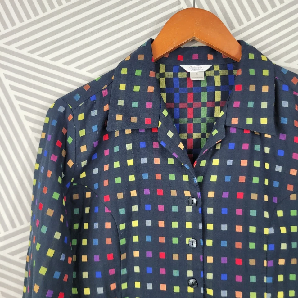Christopher Banks Jacket sz Medium Blazer Rainbow Check Plaid Career Lightweight - Image 2 of 4