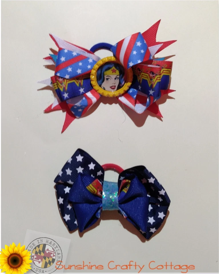 Wonder Women Inspired Hair Bow Set or 2 - Image 2 of 4