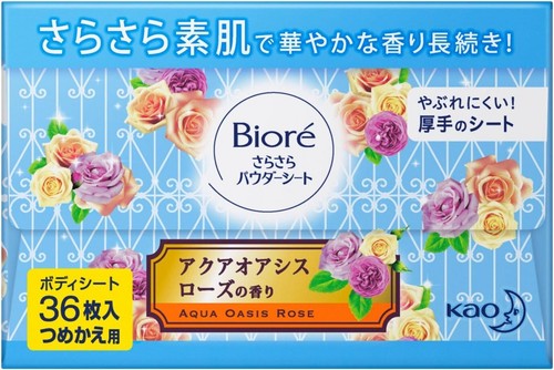 Biore SaraSara Powder Sheet Aqua Oasis Rose Scent Refill 36 Sheets Japan - Picture 3 of 3