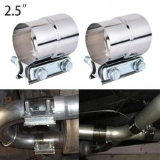 2PCS 2.5 inch lap Joint Exhaust Band Clamp Muffler Coupler Stainless Steel T304