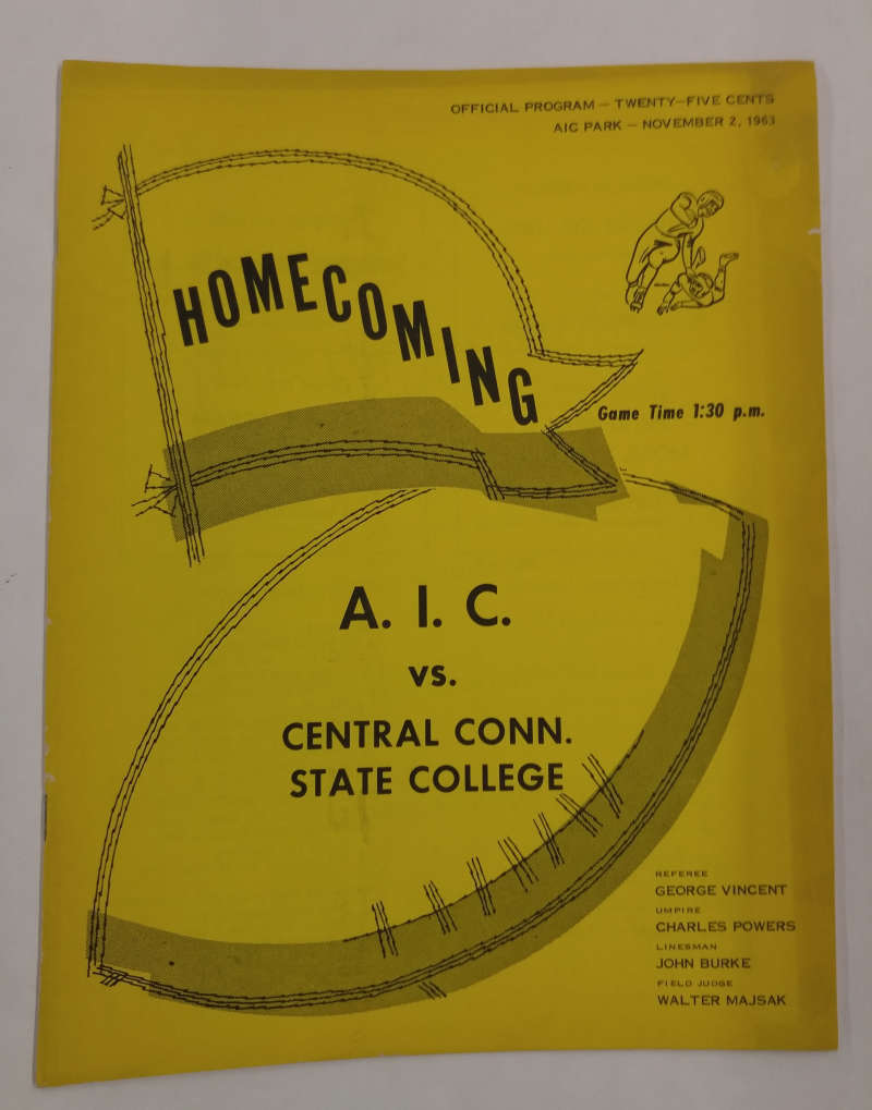 AIC vs Central Connecticut State AIC Park Football 1963 Program