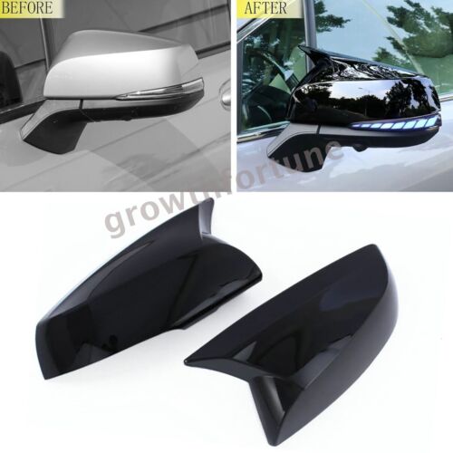 Pair Glossy Black Side Rearview Mirror Cover Trim For Toyota Sienna 2021-2024 - Picture 2 of 7
