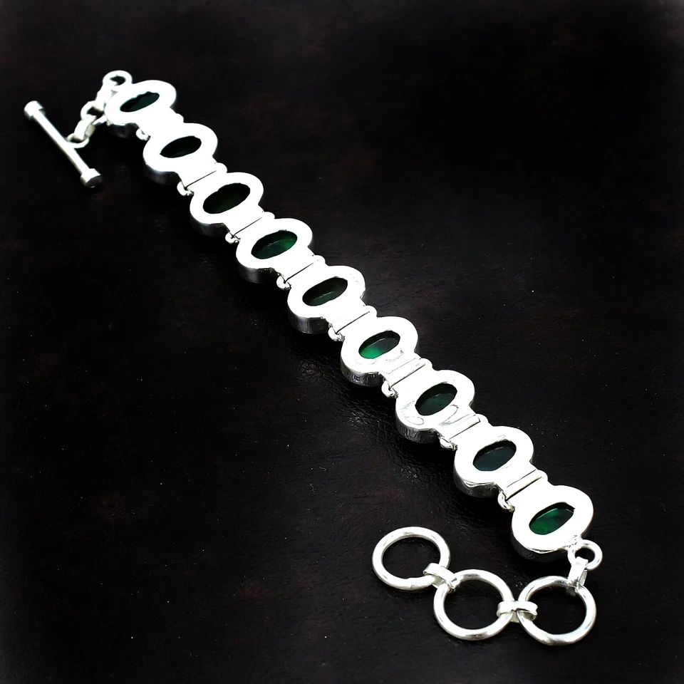 Pulseira de prata esterlina 925 verde labradorita feita à mão - Imagem 3 de 3