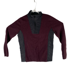 Calvin Klein Womens Sz M Burgundy Grey Colorblock Long Sleeve 1/4 Zip Sweatshirt
