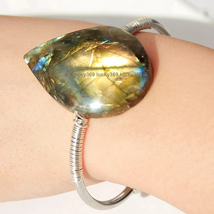 Новый натуральный каплевидный лабрадорит драгоценный камень ручной вязки браслет энергии исцеления Chatoyant - Изображение 4 из 4