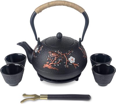 Kendal 7-pieces Japanese Cast Iron Pot Tea Set 40oz w/ Cups Trivet and Infuser