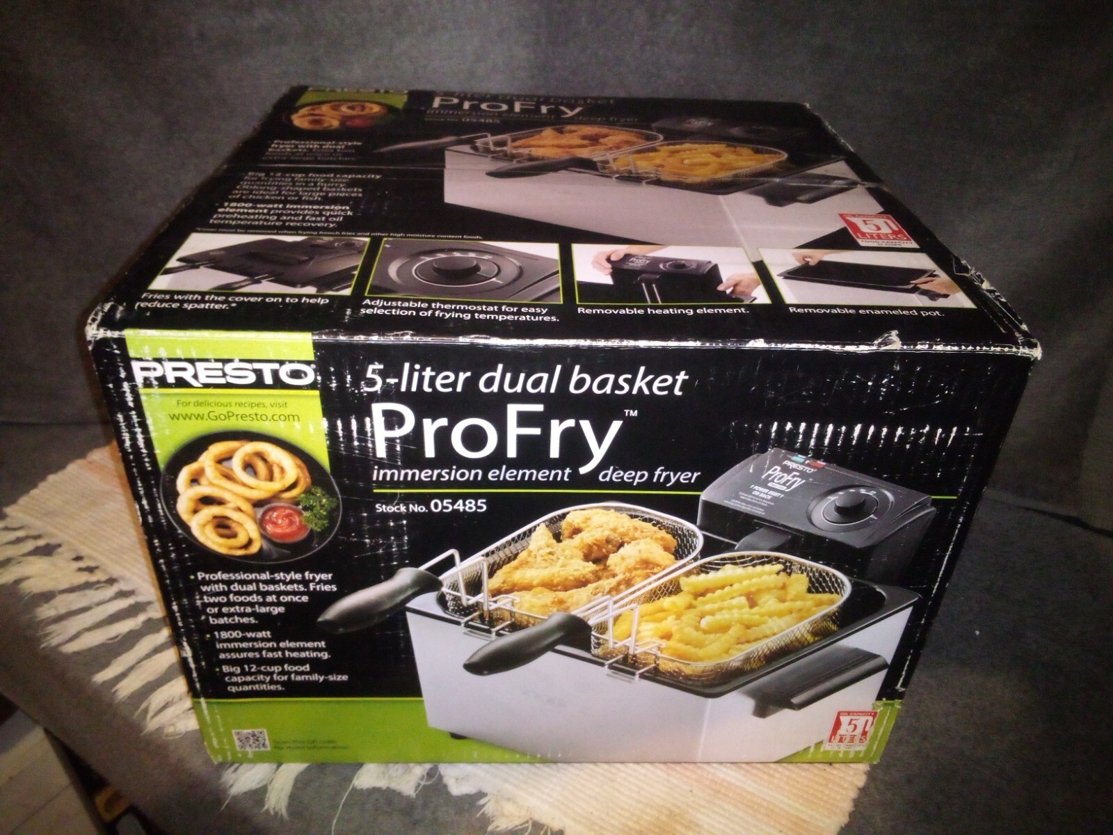 Presto&reg; 5 Liter Stainless Steel Dual Basket Pro Fry Immersion Element Deep Fryer