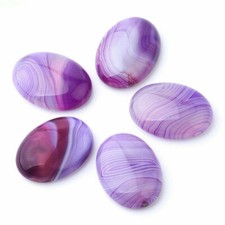 15x20mm Natural Stone 30pcs Purple Stripe Agate Oval Bead CAB Cabochon No Holes