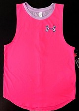 Image of Under Armour Girls Large Sleeveless Hot Pink heatgear hi-lo Loose fit Tank