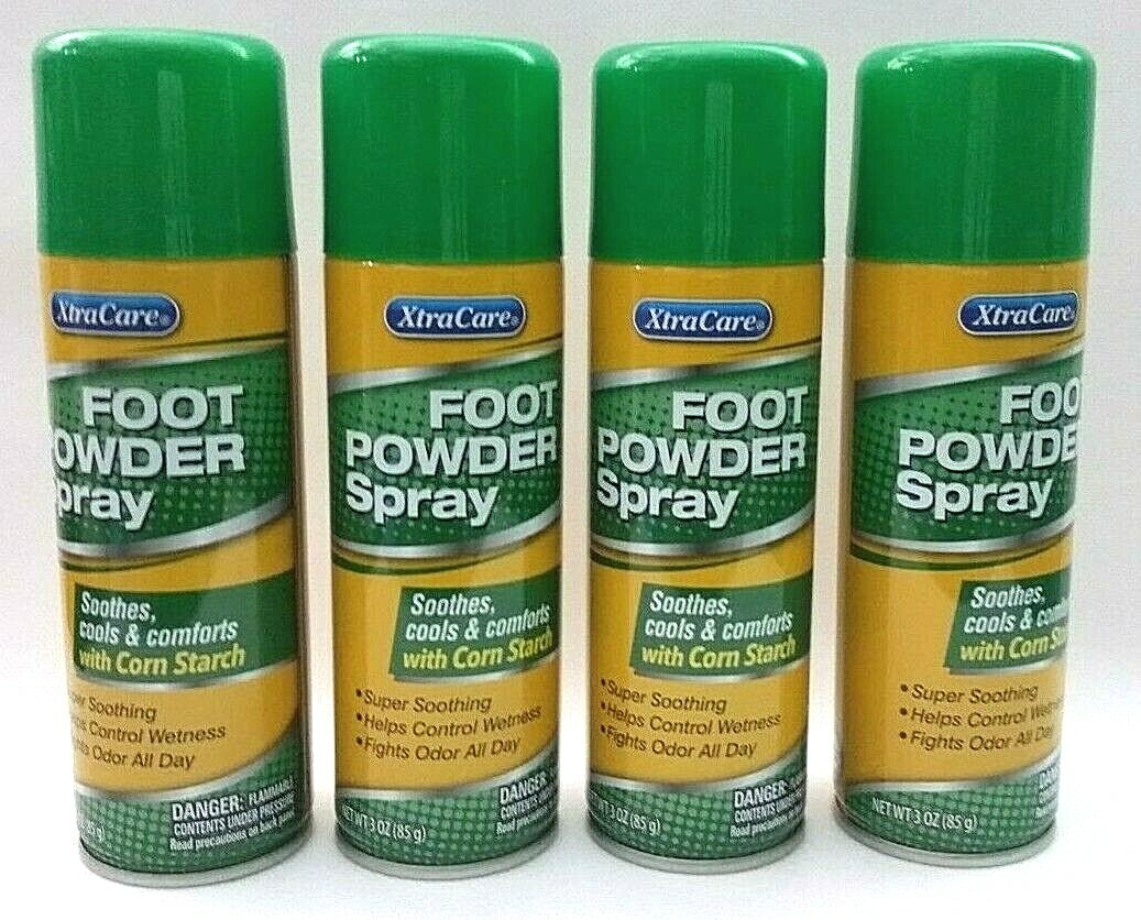 4 X Xtra Care Foot Powder Spray Soothes cools & comforts w/ Corn Starch