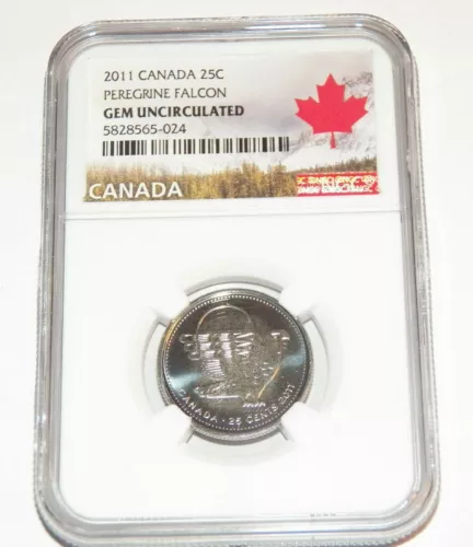 CANADA 2011 25C NGC GEM UNCIRCULATED Peregrine Falcon Twenty-Five Cent Coin