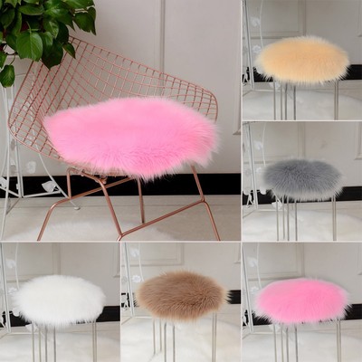 Super Soft Round Seat Cushion Faux Fur Sheepskin Warm ...