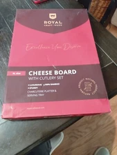 NEW IN BOX SEALED ROYAL CRAFT-WOOD CHEESE BOARD XL/4PC. CUTLERY SET