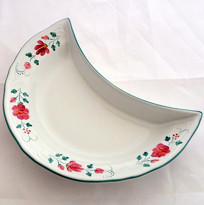 Herend Village Pottery Primrose Pink Crescent Salad Plate Hungary Hand Painted
