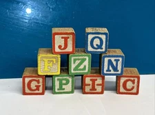 Vintage 1978 Playskool Number Wood Letter Blocks No 228 Lot Of 9