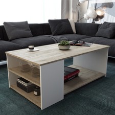 TAVOLINO DA CAFFE' 110x60 CM SOGGIORNO DIVANO MODERNO PAPIOS BIANCO ROVERE GREY