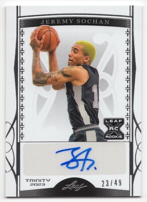 2023 Leaf Trinity JEREMY SOCHAN #BA-JS1 Silver Auto RC /49-Spurs