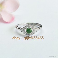 Certificate Natural A grade jadeite full green diamond ring is adjustable