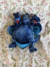 Folkmanis Dragon Puppet Full Body Blue Three Heads Soft Plush Shiny   