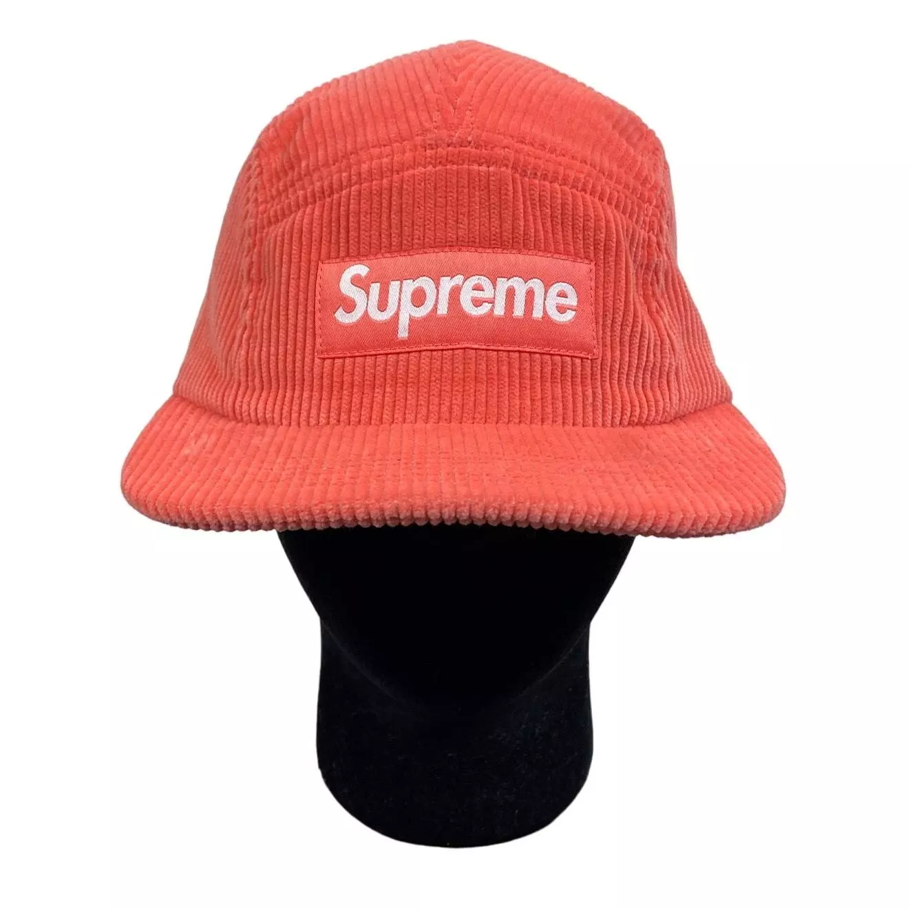 Chapeau Supreme velours côtelé camp 5 panneaux sangle cuir réglable