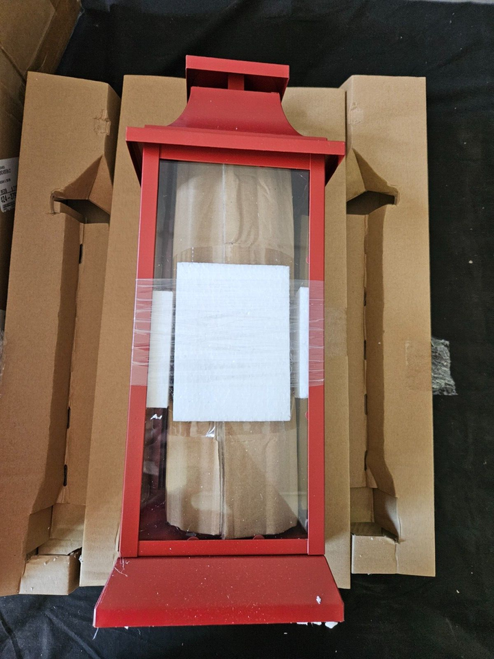 Luminara NEW 16" RED Heritage Lantern with Outdoor Flameless Candle