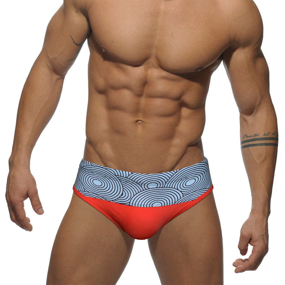 Men's Triangle Low-rise Swimsuit Casual Quick Dry Print Sexy Sports Bathing Suit