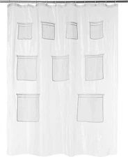 Amazon Basics 8-Gauge PEVA Shower Curtain or Liner with Mesh Storage Pockets - 7
