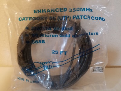 C5E-4P-BK-25-M Cat5e Category 5E Ethernet Patch Cord Cable UTP 350MHz RJ45 25FT