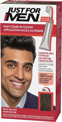 Men Hair Dye, Easy No Mix Application with Comb Applicator, Rich Black,Pack of 1