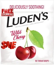 Ludens Throat Drops, Wild Cherry, 90 Drops 90 Count (Pack of 1) Cough Drops