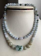 100 Natural Grade A Untreated Multi-Color Jadeite Jade Beads Necklace 25 J 009