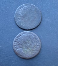 2x 1694William & Mary Farthing Coin Copper Lot E3