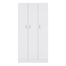 Pemberly Row Contemporary Wardrobe Armoire 3Doors -Engineered Wood-White