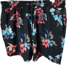 Kanu Surf Men's Riviera Swim Trunks, Tropical Print, Black, Large