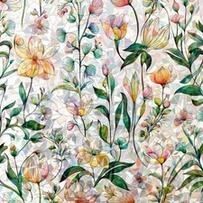 Rainbow Window Privacy Film 3D Floral Decorative Stained Glass Window Film An...