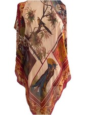 S35 Valentino Multicolore Silk Shawl Silk Scarf 56/52 Inch Has Stain Has Hole