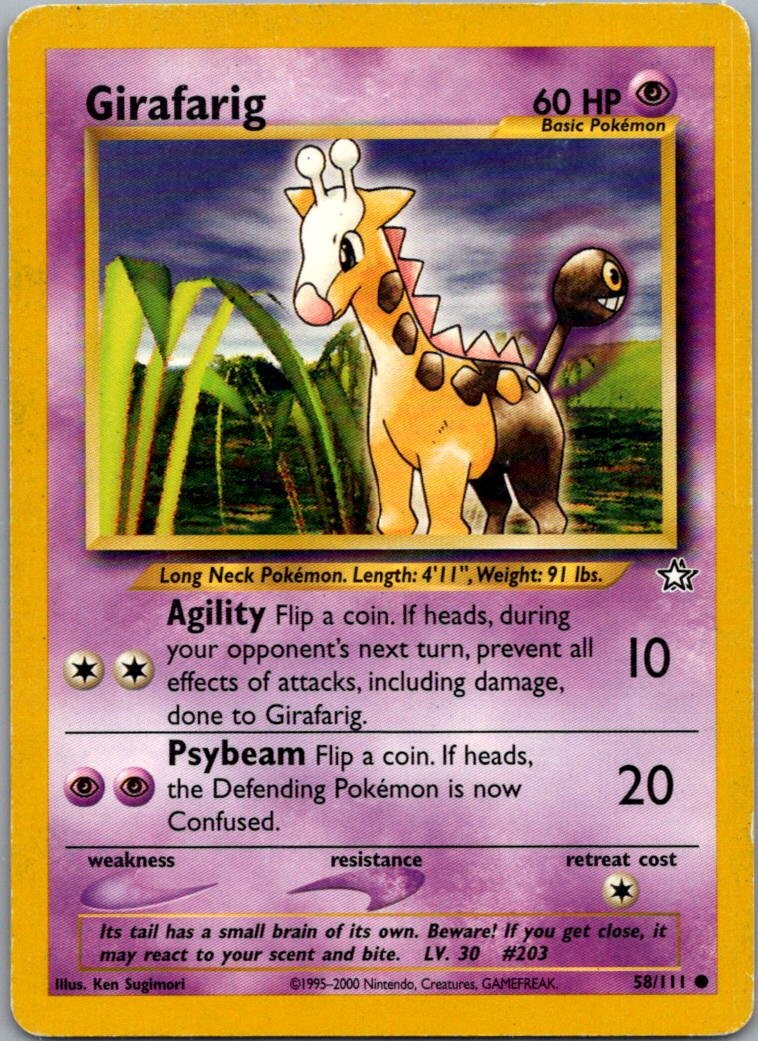 Girafarig 58/111 Common Neo Genesis Pokemon Heavily Played