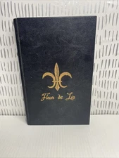 Fleur De Lis Secret Stash, Leather & Embossed Faux Book Box, Black & Gold.