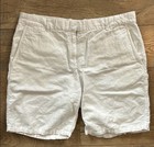 Khakis by GAP Boyfriend Roll-Up Chino Shorts Women's 10 White Linen Cotton Blend