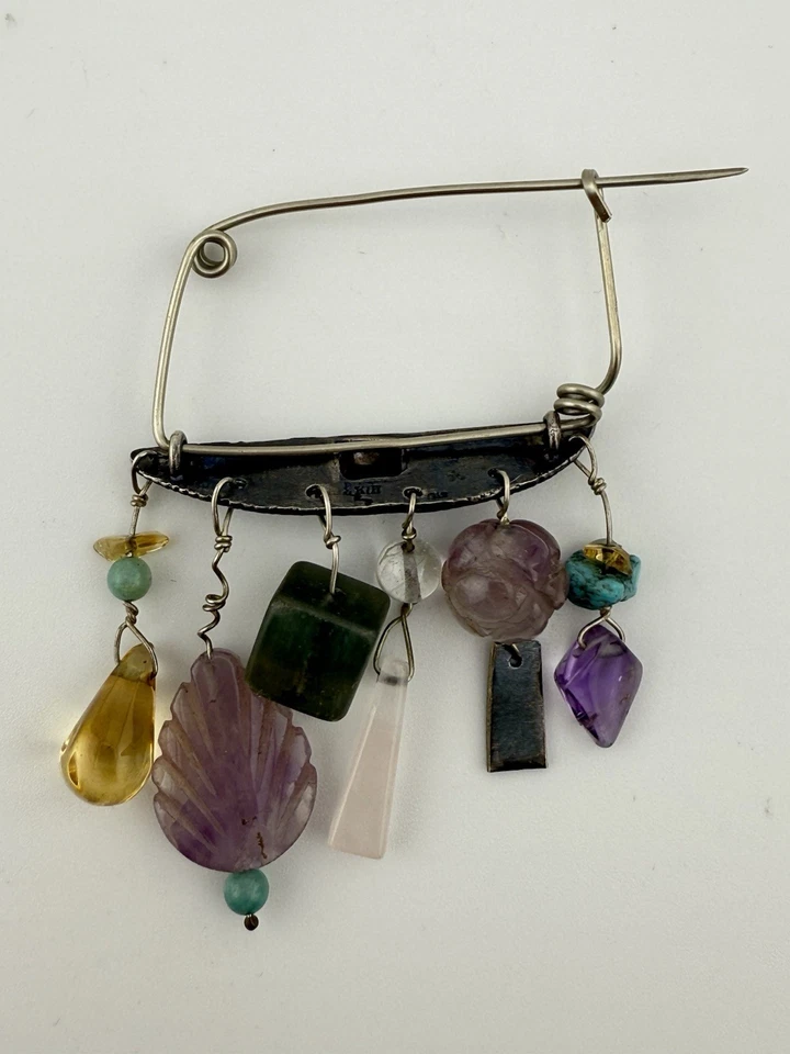 LINDA KAYE MOSES BROCHE COLGANTE MODERNISTA MULTIPIEDRA PLATA ESTERLINA 925 K841B Foto 4 de 4
