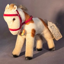 Vintage Steiff Mohair Spotted Brown  White Horse 1960s Germany 7  Stuffed Toy