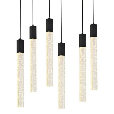 Elegant Lighting 2066D32 Weston 6 Light 32''W LED Crystal Linear - Black